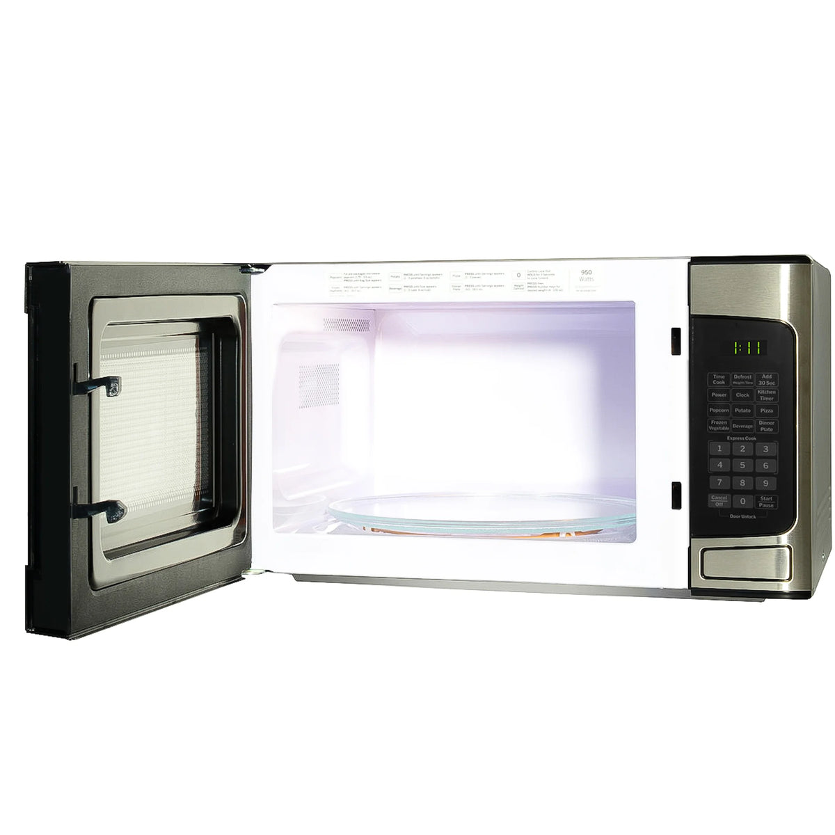 GE 1.1 Cu Ft Countertop Microwave Oven, 950W, Stainless Steel, One-Touch Cooking, Turntable, Auto Defrost, Child Lock, Model GCST11N1WSS