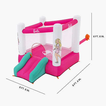 Barbie Inflatable Bounce House with Mesh Walls, Slide and Blower, Indoor/Outdoor, Ages 3+