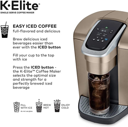 Keurig K-Elite Coffee Maker, Single Serve K-Cup Pod Coffee Brewer, With Iced Coffee Capability, Brushed Slate