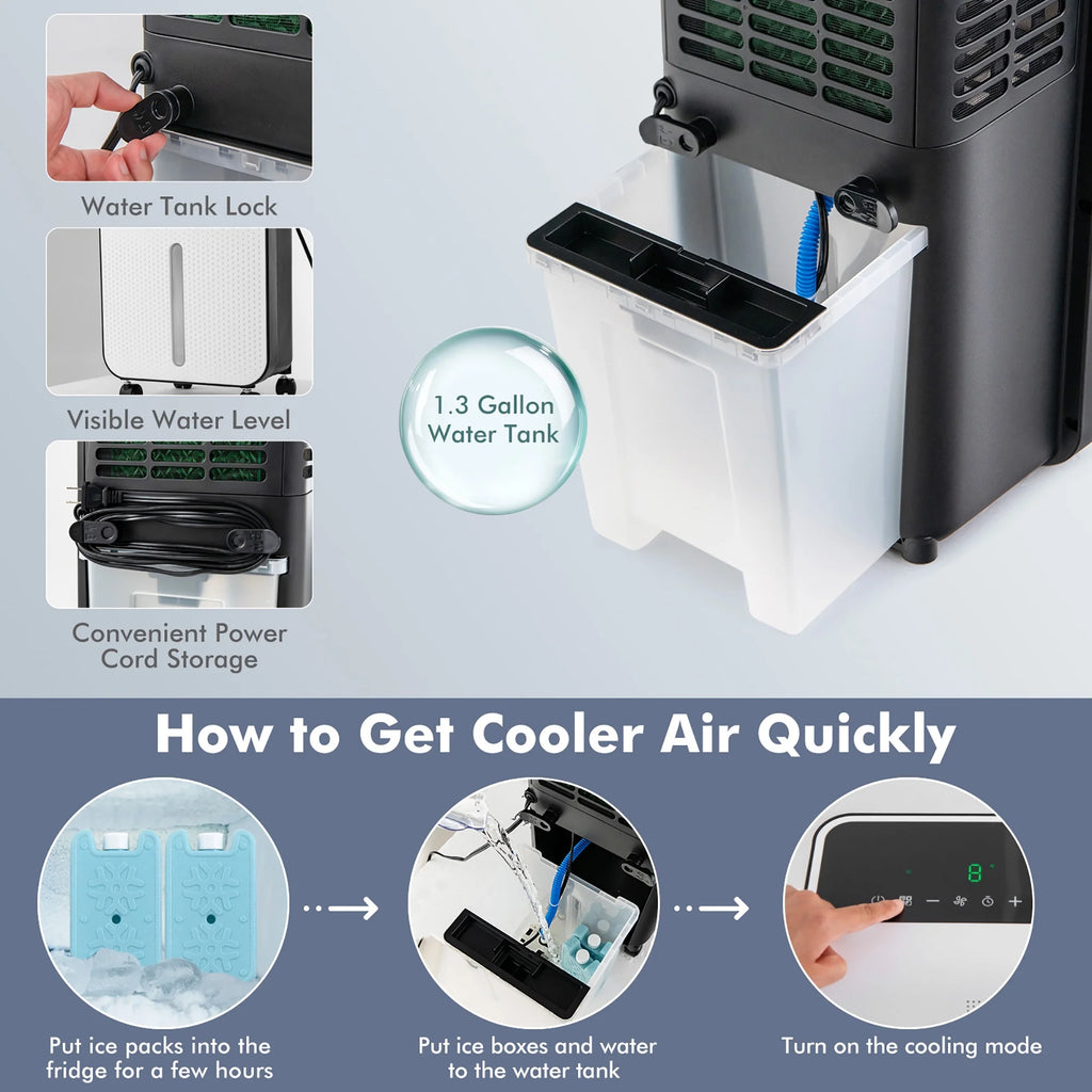 Costway Evaporative Air Cooler 3-in-1 Portable Swamp Cooling Fan w/ 12H Timer Remote
