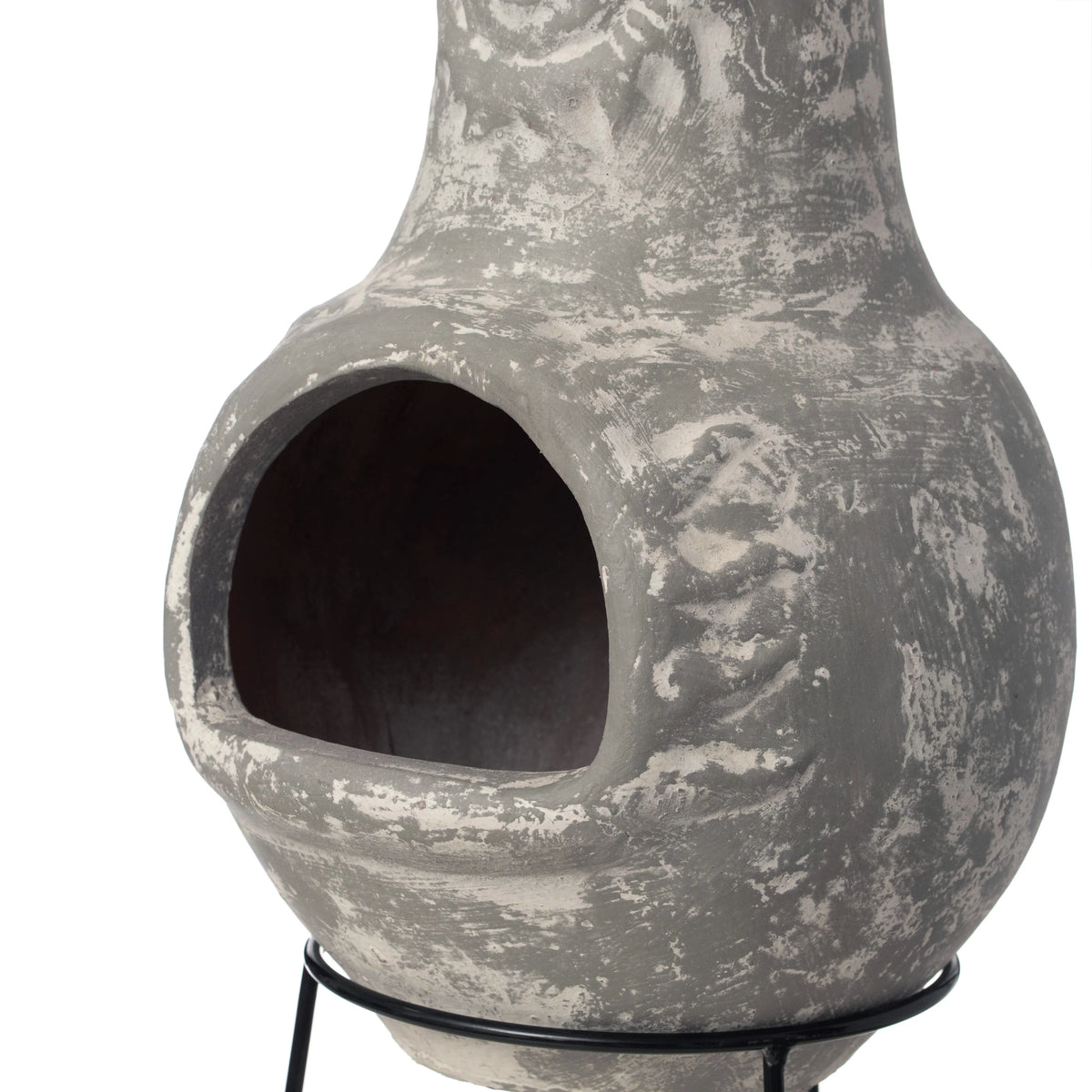 Vintiquewise QI004631.TC Outdoor Clay Chiminea Fireplace Sun Design Wood Burning Fire Pit with Sturdy Metal Stand, Barbecue, Cocktail Party, Cozy Nights Fire Pit, Terra Cotta