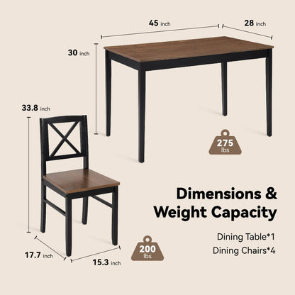 MAYEERTY Eco-Friendly Solid Wood Dining Set �?Sustainable Dining Table with Black Metal Accents for Home & Restaurant,Light Brown