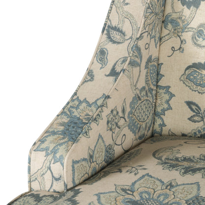 HomePop Classic Swoop Accent Chair - Blue and White Damask