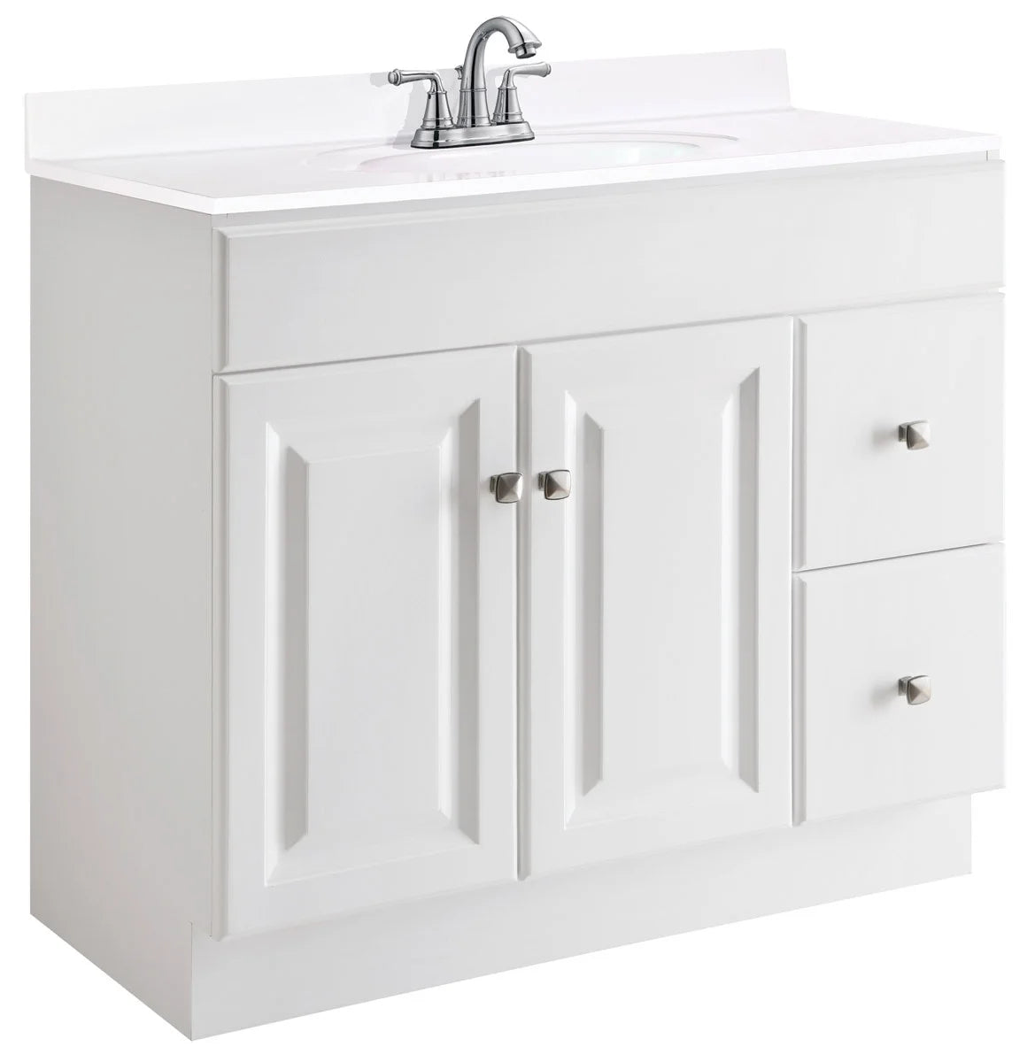 Design House Wyndham 36" Solid Wood Ready to Assemble 2-Door and 2-Drawer Bathroom Vanity Cabinet, White