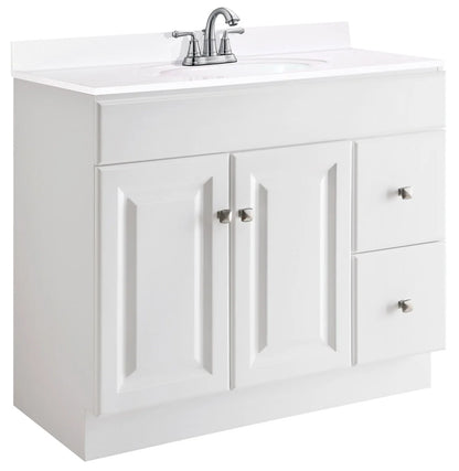 Design House Wyndham 36" Solid Wood Ready to Assemble 2-Door and 2-Drawer Bathroom Vanity Cabinet, White