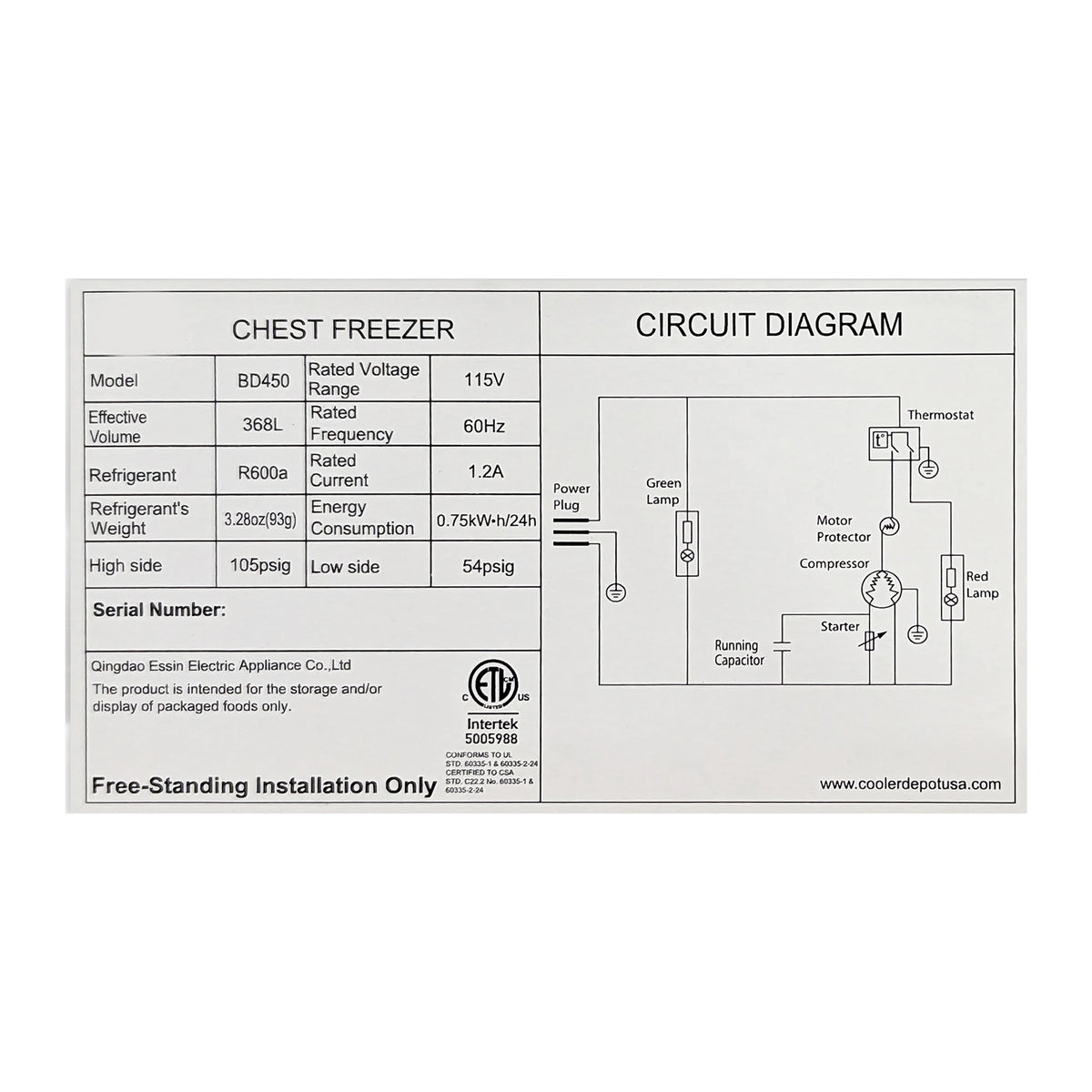 13 Cu. Ft. Chest Freezer, Deep Freezer 50 in.