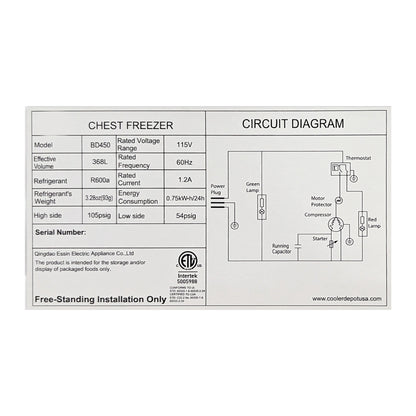 13 Cu. Ft. Chest Freezer, Deep Freezer 50 in.