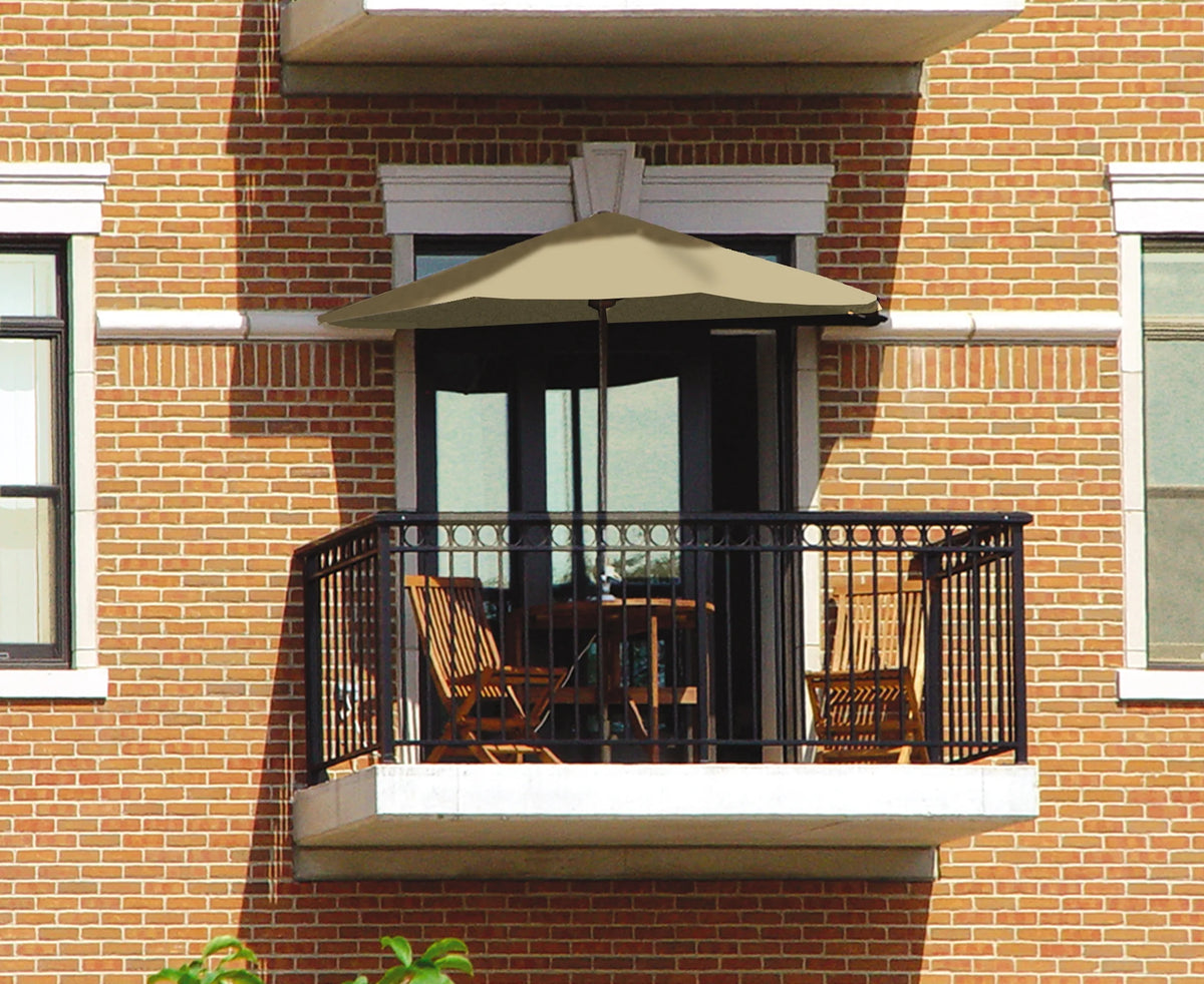 OFF-THE-WALL BRELLA Sunbrella Half Umbrella, 9'-Width, Teak Canopy