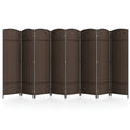 Spaco 8-Panel 8 Feet Tall Room Divider, Folding Room Divider with Hand-Woven Texture, Privacy Screen with Solid Wood Frame for Indoor, Brown
