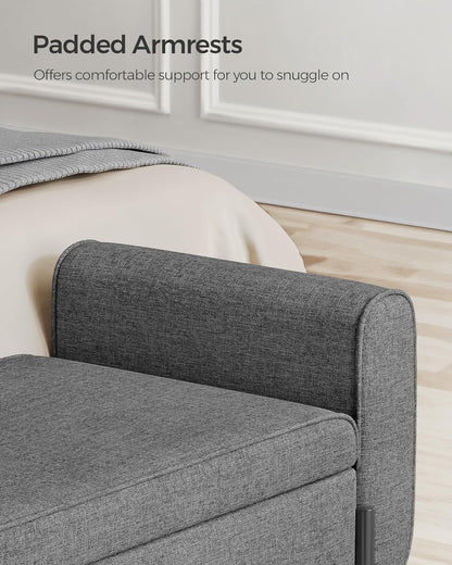 SONGMICS 46.5" Storage Ottoman Bench Storage Bench Bedroom Bench 330lb Load Capacity Solid Wood Legs Light Gray