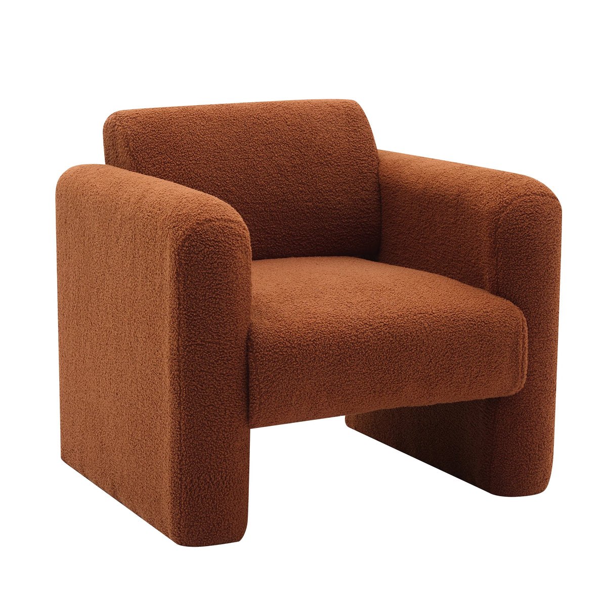 Euroco Modern Accent Chair Lambskin Sherpa Fabric Upholstered Comfy Reading Arm Chair Soft Padded Armchair with Back and Pillow,Burnt Orange