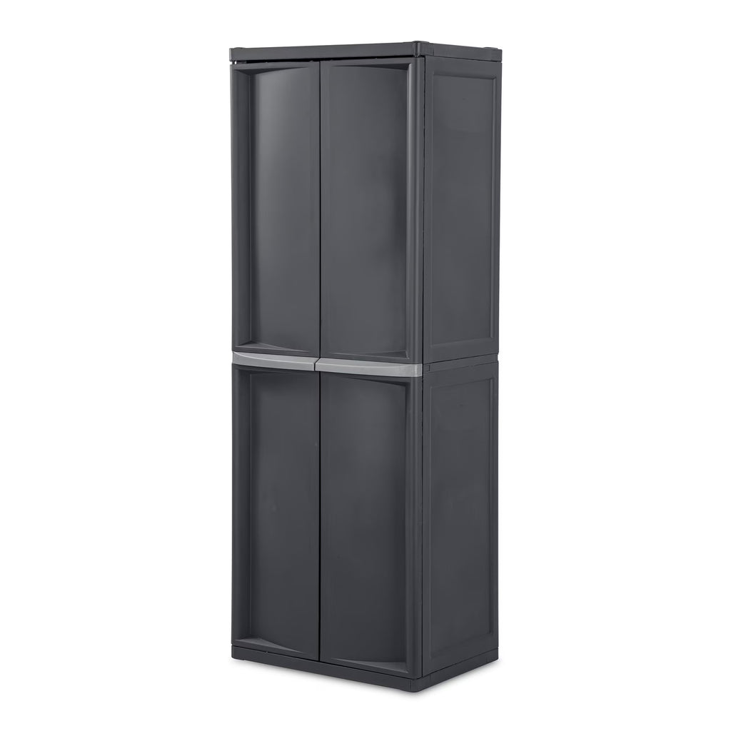 Sterilite 4 Shelf Cabinet Plastic, Flat Gray