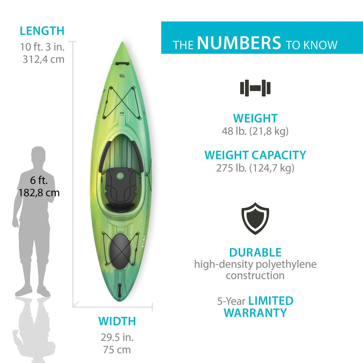 Lifetime Tide 123 inch Sit-Inside Kayak, Lemongrass Fusion (90848)