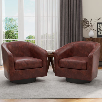 UIXE Swivel Accent Chair, Upholstered Fabric Barrel Chair for Living Room, Small Single Sofa Bedroom Reading Seat, Light Gray