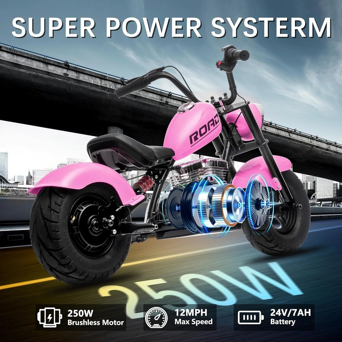 DEYGIA 24V 250W Kids Electric Dirt Bike, 12.5 MPH & 10-Mile Range, 176lb Capacity, Dual Suspension + Disc Brake, Twist Throttle - Electric Motorbike for Ages 8-14