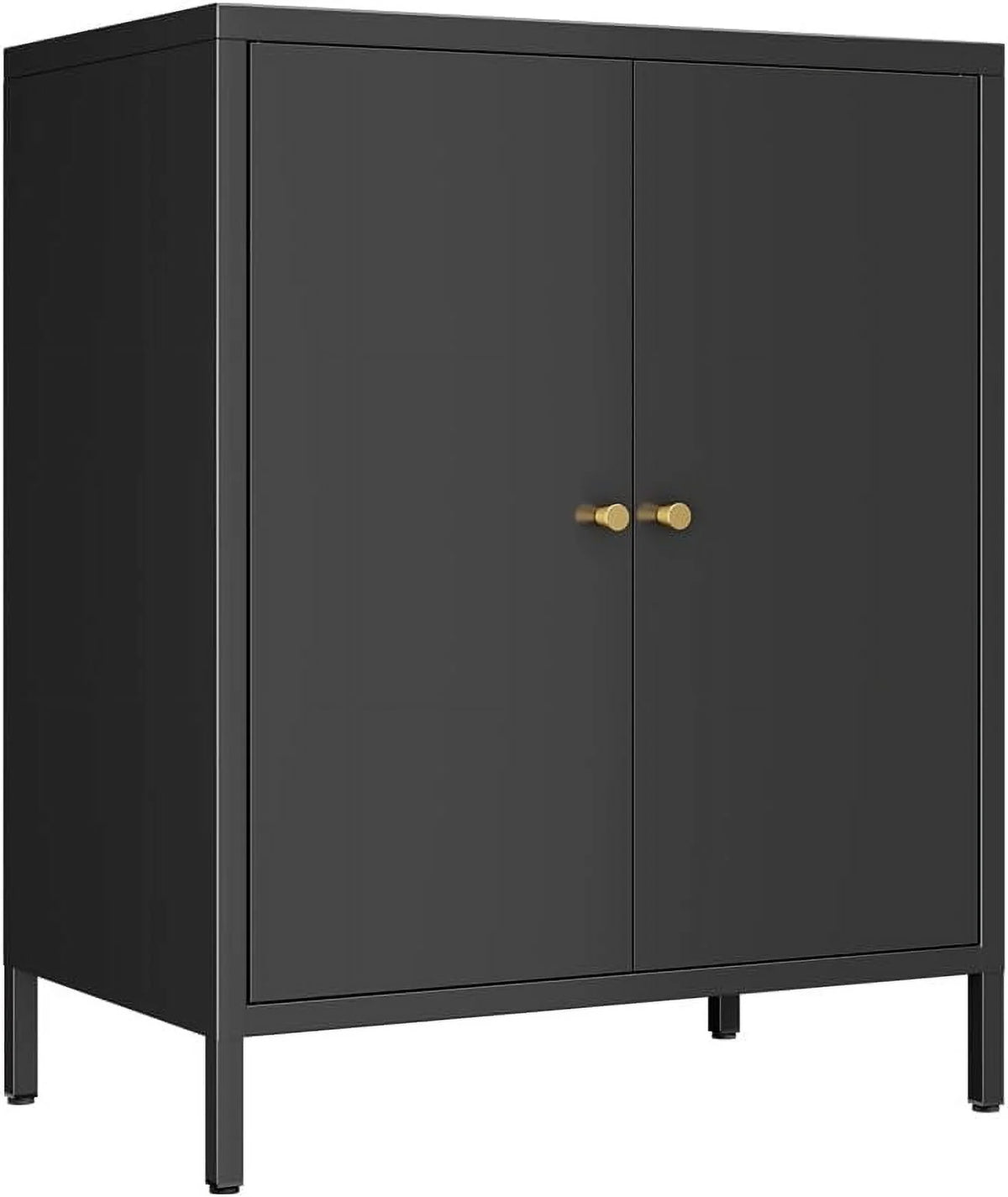 Small 2 Transparent Door Metal Storage Side Buffet Cabinet for Bed Room,Living Room,Entryway,Hallway,Home,Hotel,Office,Garage,Kitchen,1 Removable Shelf.