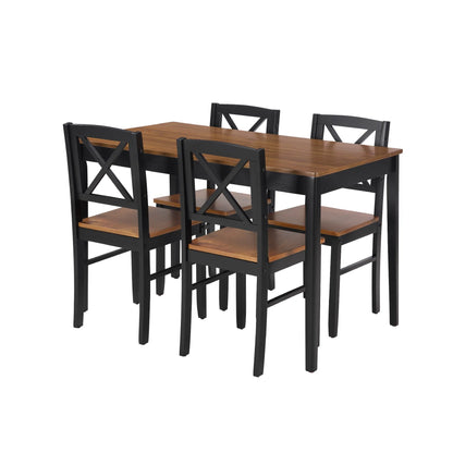 MAYEERTY Eco-Friendly Solid Wood Dining Set �?Sustainable Dining Table with Black Metal Accents for Home & Restaurant,Light Brown