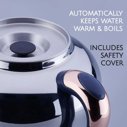 Korkmaz Hanedan Premium Silver 18/10 Cr-Ni Stainless Steel Dishwasher Safe Electric Tea Maker