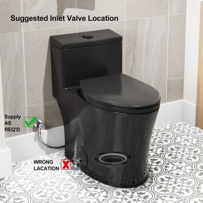 HOROW Compact One Piece Toilet with Comfort Seat ADA Height 17.3" Elongated Dual Flush 0.8/1.28 GPF