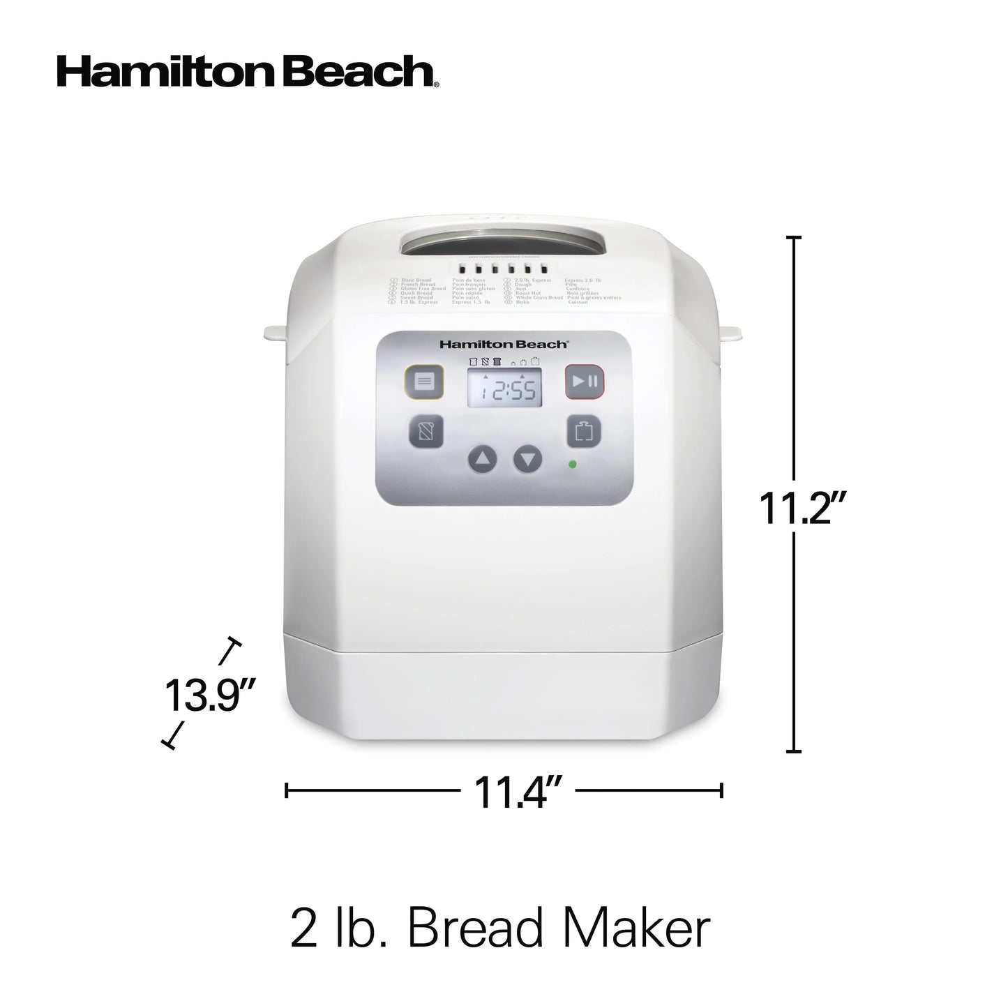 Hamilton Beach 2 lb Bread Maker Machine with 12 Settings Plus Gluten Free, White