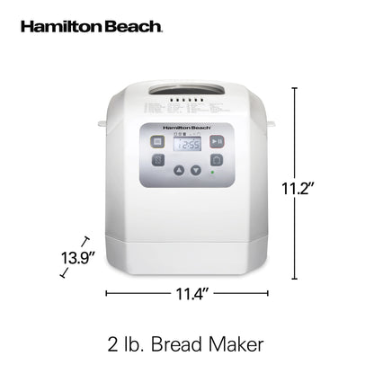 Hamilton Beach 2 lb Bread Maker Machine with 12 Settings Plus Gluten Free, White