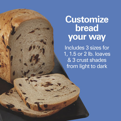 Hamilton Beach 2 lb Bread Maker Machine, Artisan Dough Bread Maker with 14 Settings, Black & Stainless Steel
