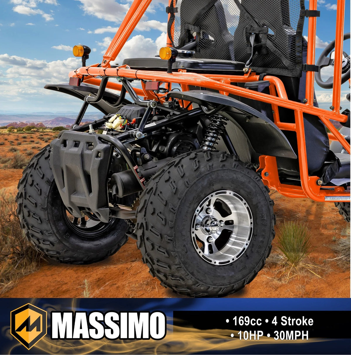 Massimo GKA 200 169cc EFI Adult Go Kart with 10HP Engine, 2WD Off-Road Go Cart, Dual Seats, Red