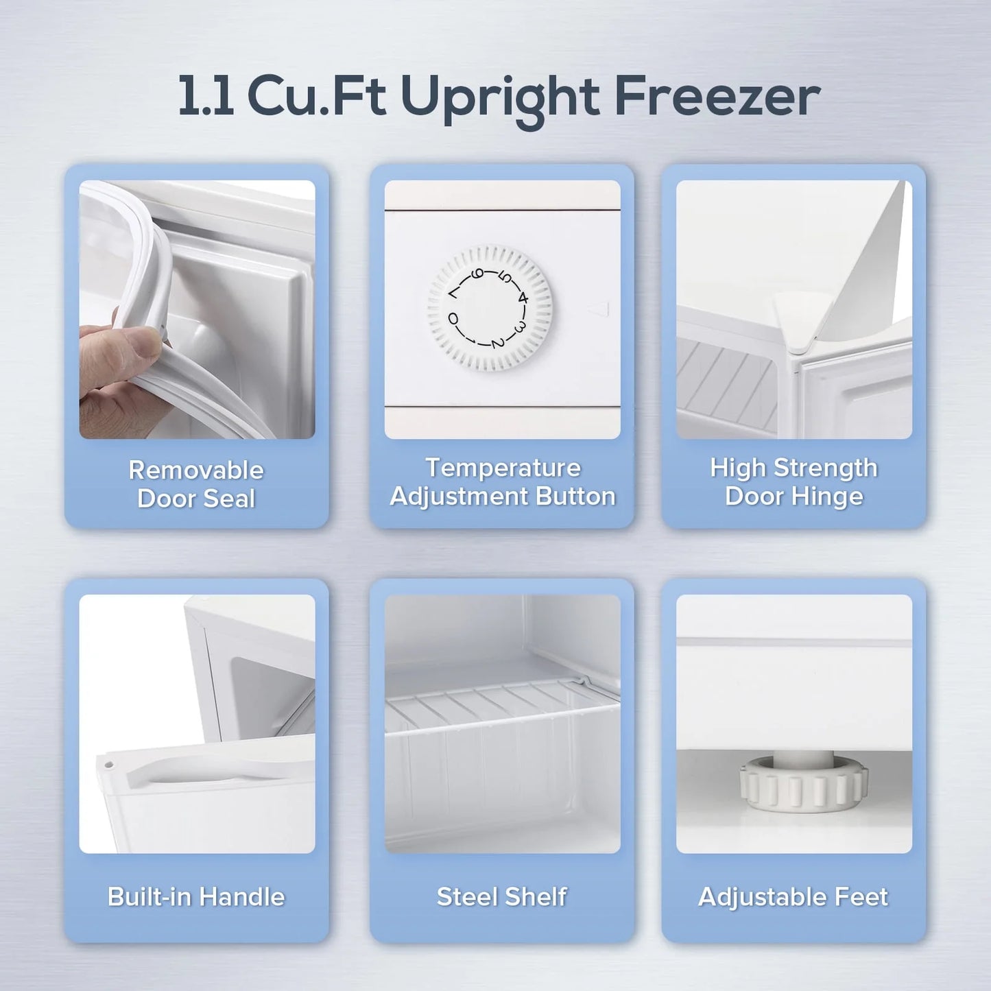 KNDKO Upright Freezer, 1.2cu.ft Mini Freezer with Adjustable Thermostat & Removable Shelves, Stand Up Freezer for Home/Office/Dorm, White