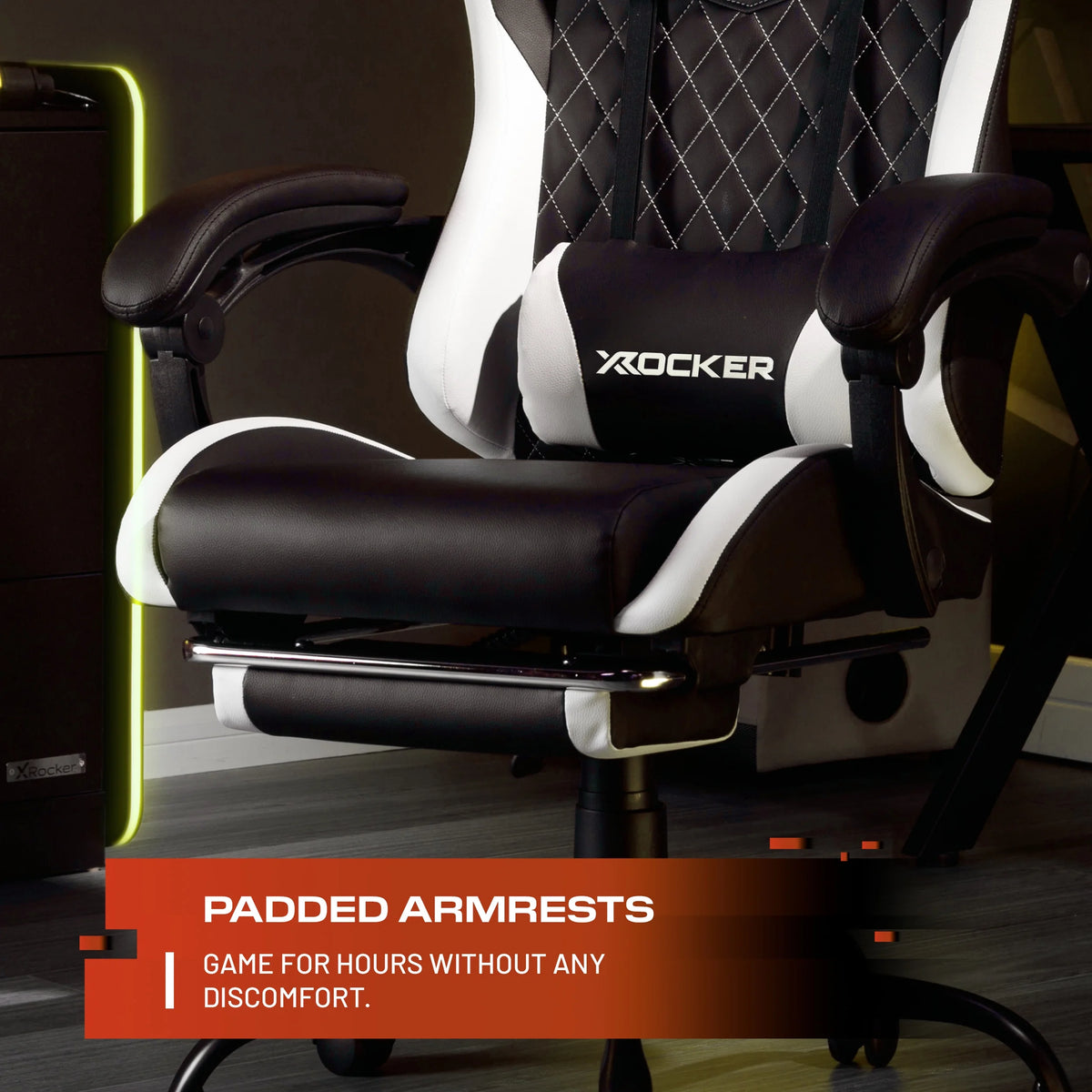 X Rocker Apex PC Gaming Chair with Massage Function and Footrest, Red
