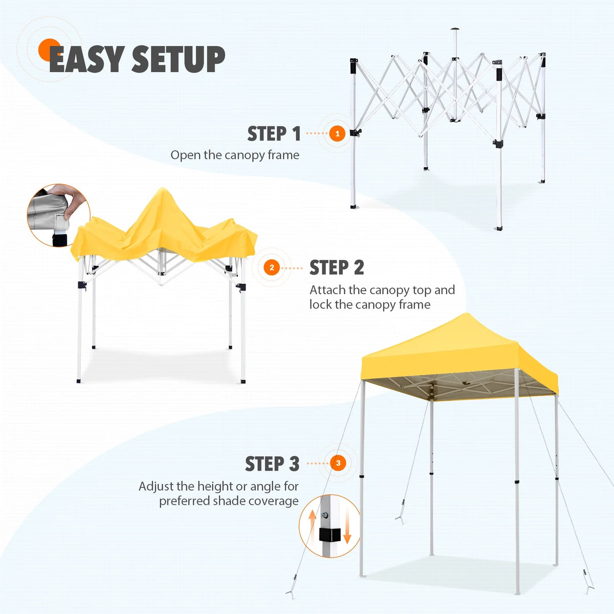 EAGLE PEAK 5x5 Pop Up Canopy Tent Instant Outdoor Canopy Easy Set-up Straight Leg Folding Shelter（Blue）