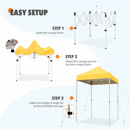 EAGLE PEAK 5x5 Pop Up Canopy Tent Instant Outdoor Canopy Easy Set-up Straight Leg Folding Shelter（Blue）