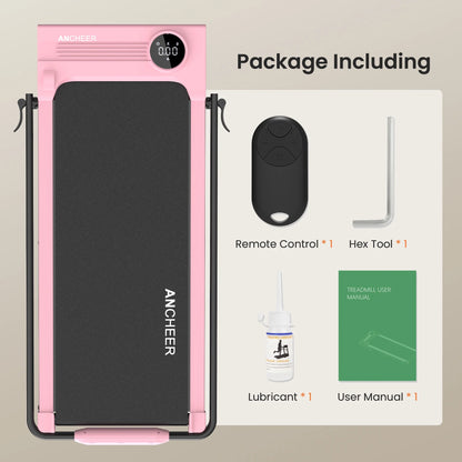ANCHEER Portable Folding Walking Pad 300lb, 7.5 MPH Under Desk Treadmill with Remote Control & LED Display,2 in 1 Walking Pad Treadmill for Home/Office/Exercise(Pink)