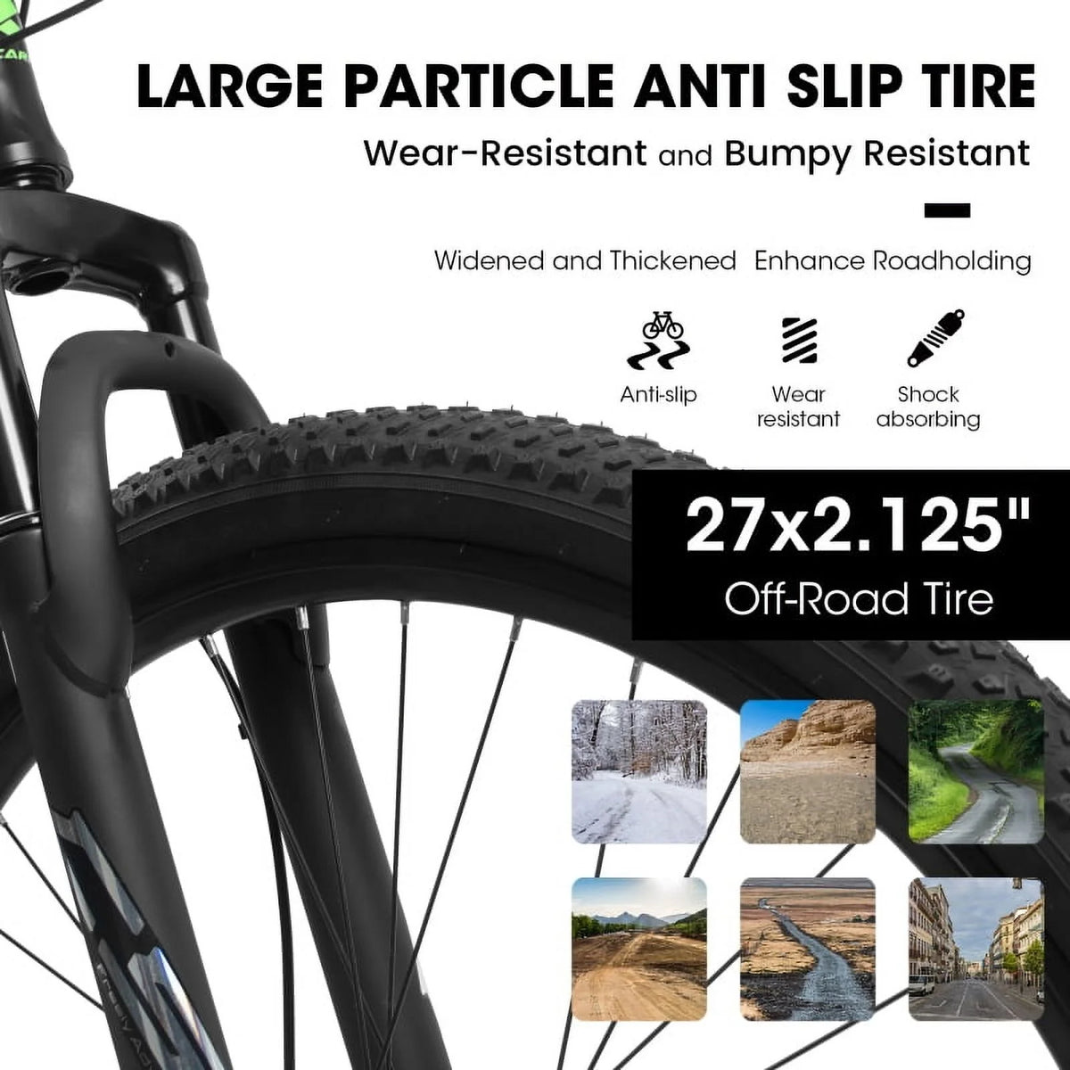 27 Inch Mountain Bike 21 Speed, Suspension Fork, Aluminum Frame Disc Brake, Mountain biking for both men and women.