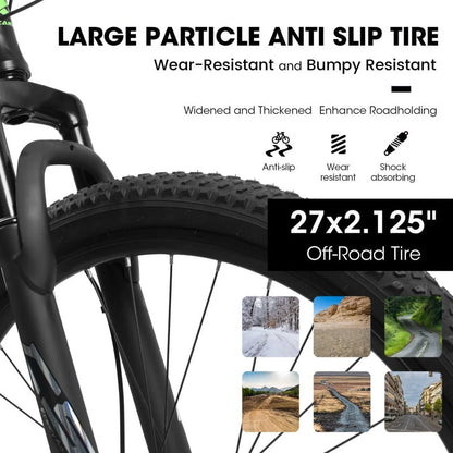27 Inch Mountain Bike 21 Speed, Suspension Fork, Aluminum Frame Disc Brake, Mountain biking for both men and women.