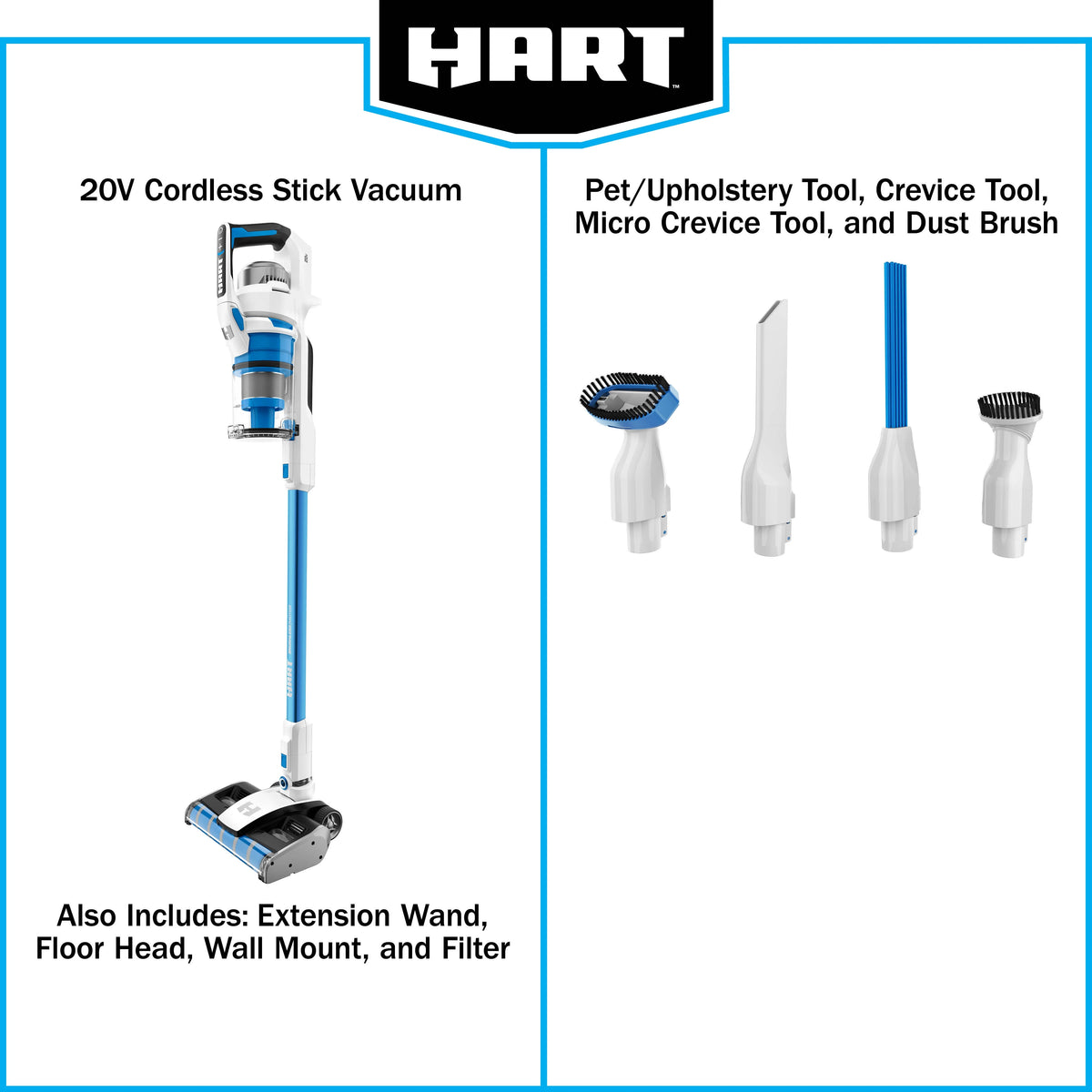 HART 20V Cordless Vacuum Cleaner - Cyclonic Technology