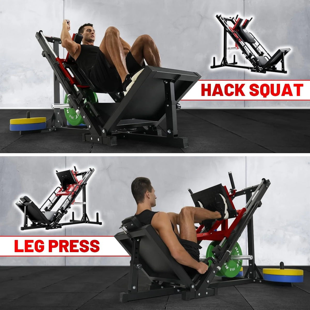 RitFit Leg Press Hack Squat Machine, Professional Adjustable Leg Press Machine for Home Gym with Linear Bearing, Specialty Hack Squat Machine for Full Lower Body Workout with Weight Storage, Pink