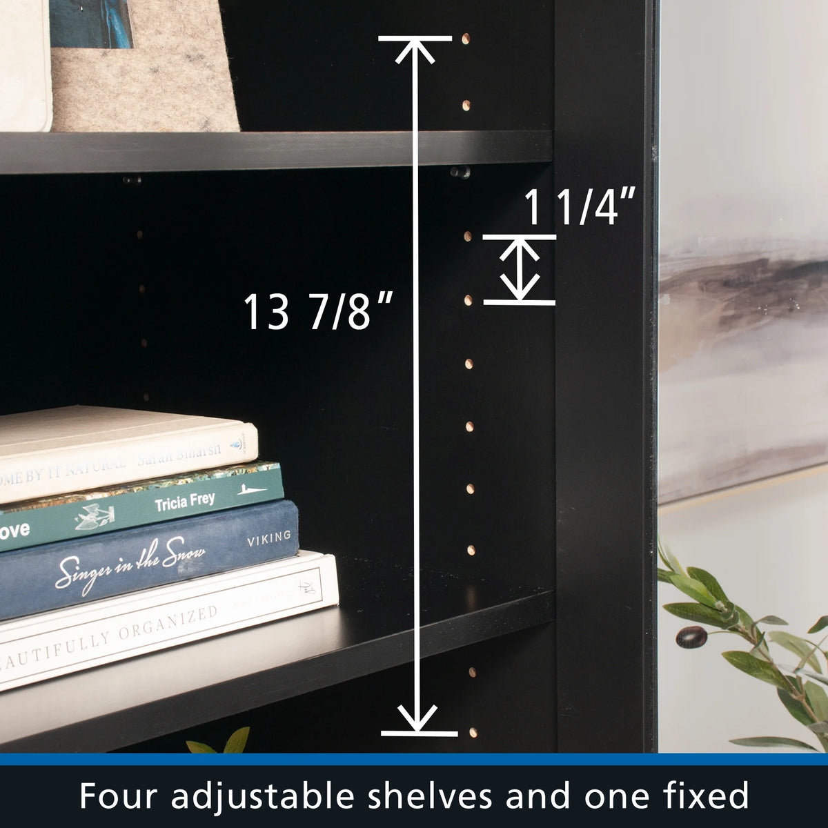 Mainstays Glass Door Storage Bookcase, Black Finish