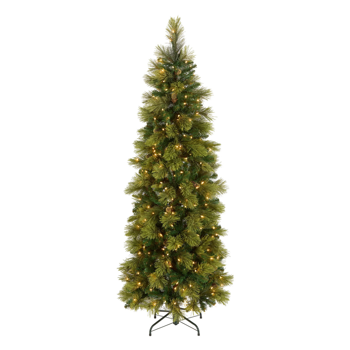 9 ft Pre-Lit Carolina Pine Slim Artificial Christmas Tree with 800 Clear Lights, Slim Profile
