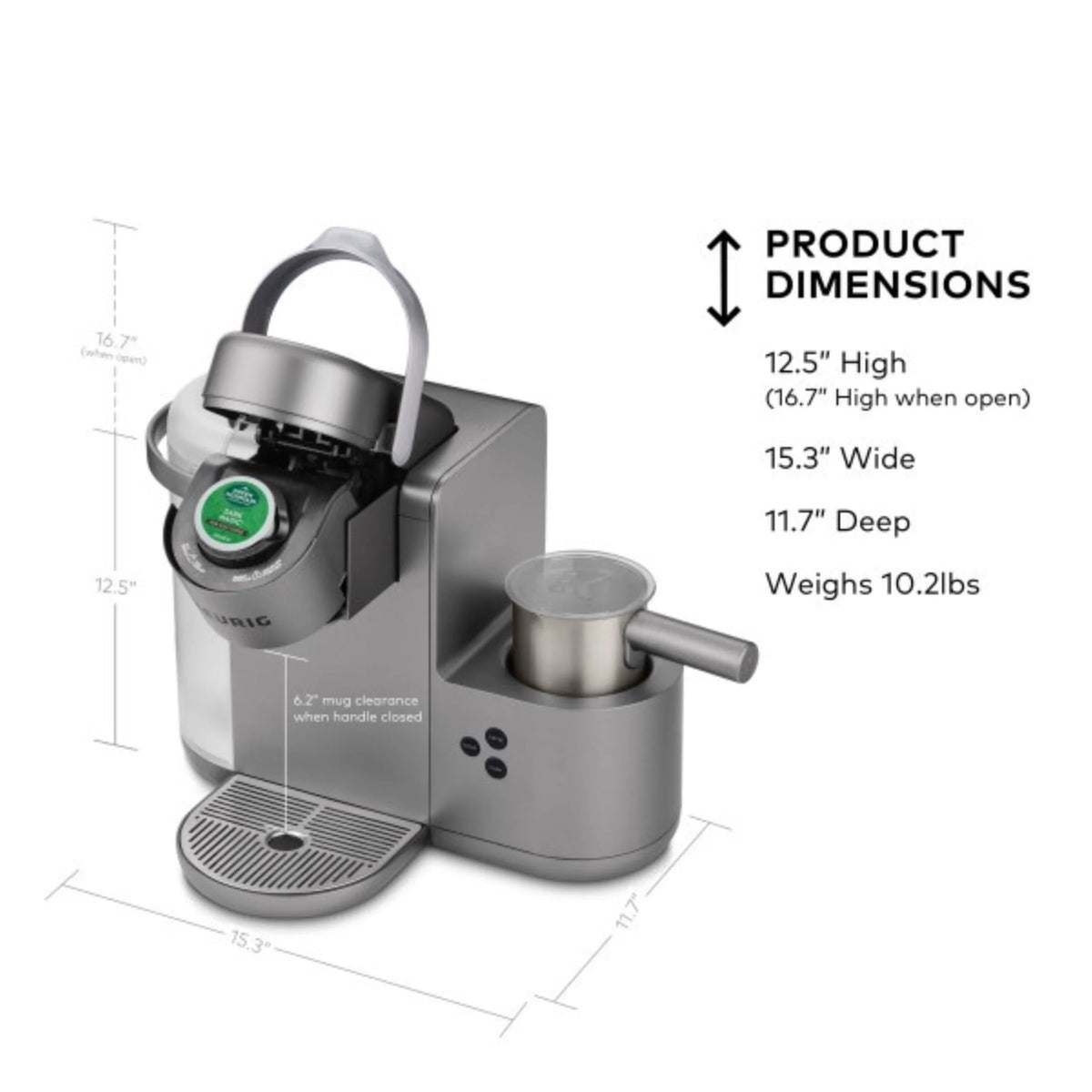 Keurig K-Cafe Single Serve K-Cup Coffee Maker, Latte Maker and Cappuccino Maker, Dark Charcoal