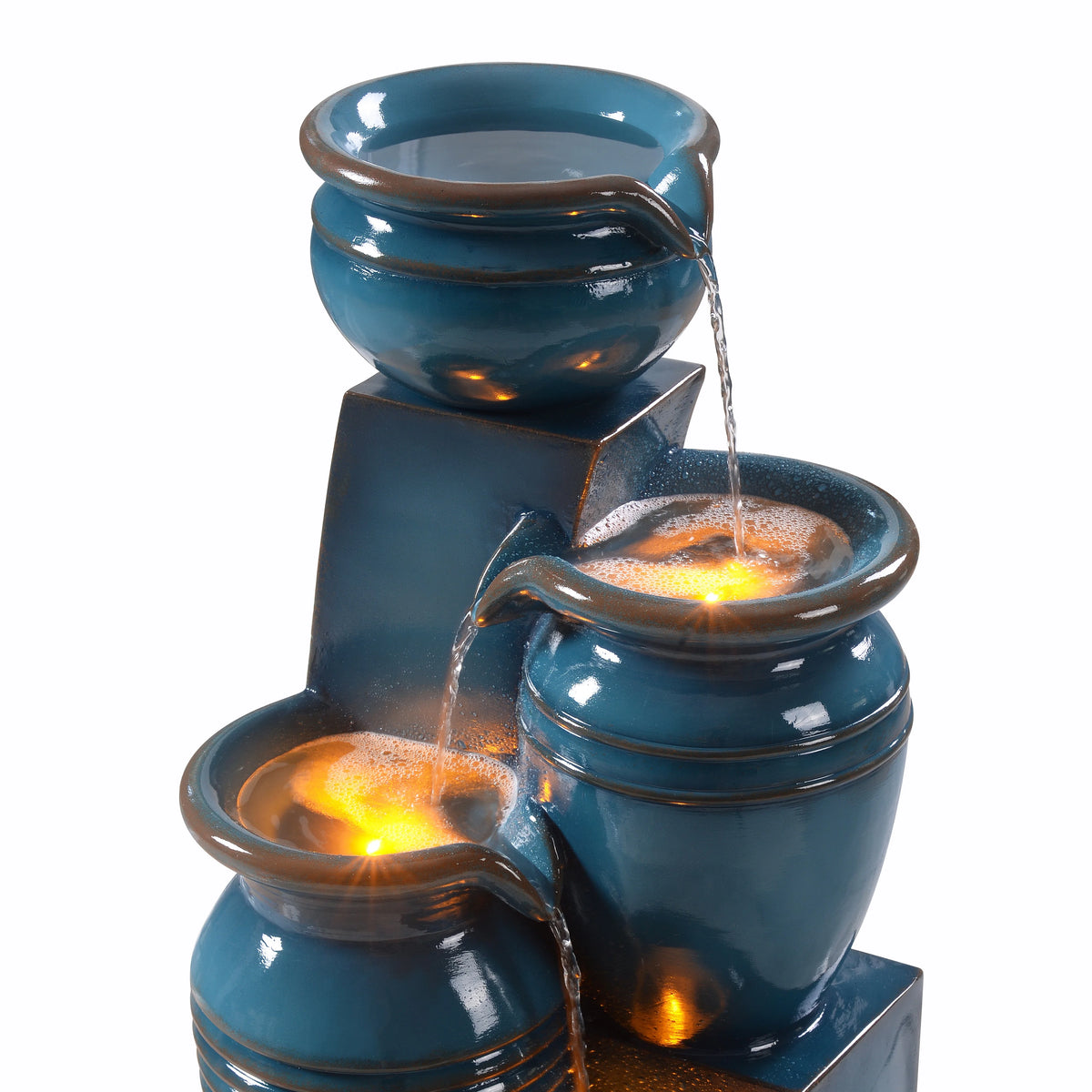 Teamson Home 28.74" Solar Water Fountain with LED Lights, Navy