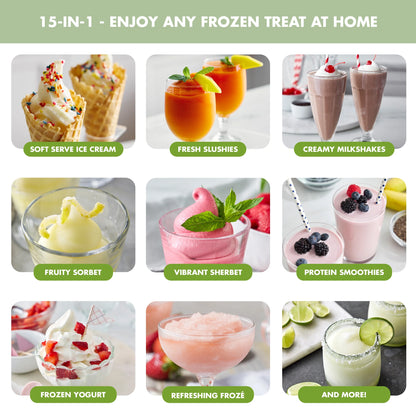 GreenPan Frost 6 Mode, Ice Cream, Frozen Drink, Slushie & Milk Shake Maker, No Freezer Needed, Easy Clean Parts, Gray