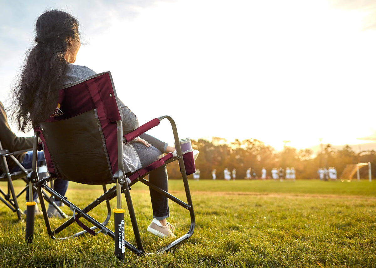 GCI Outdoor Freestyle Rocker Foldable Rocking Camp Chair, Maroon