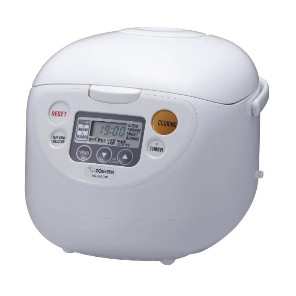 Zojirushi Micom Rice Cooker and Warmer (10-Cup/ Cool White) with Rice Washing Bowl and Bamboo Spoon
