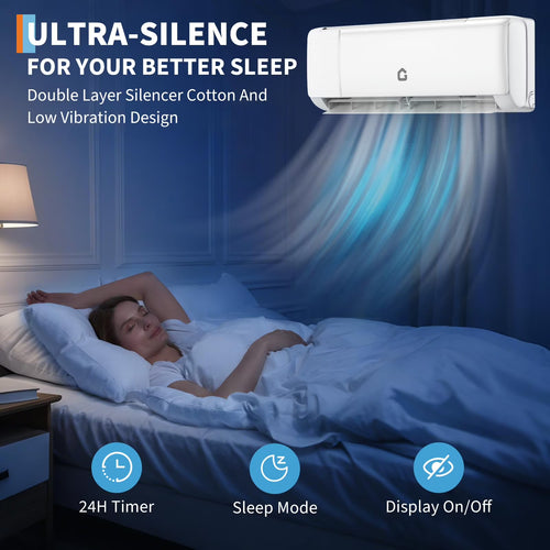 18000 BTU Mini Split Air Conditioner & Heater - Energy Saving 230V SEER2 21 Ductless Wall Mount AC Unit with WiFi, Remote Control & Installation Kit - Cools Rooms Up to 1250 Sq.Ft