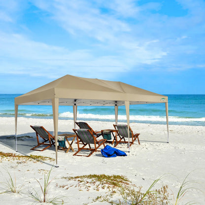 SANOPY 10'x10' EZ Pop Up Canopy Tent Outdoor Party Instant Shelter Portable Folding Beach Canopy with 4 Sandbag & Carrying Bag, Black