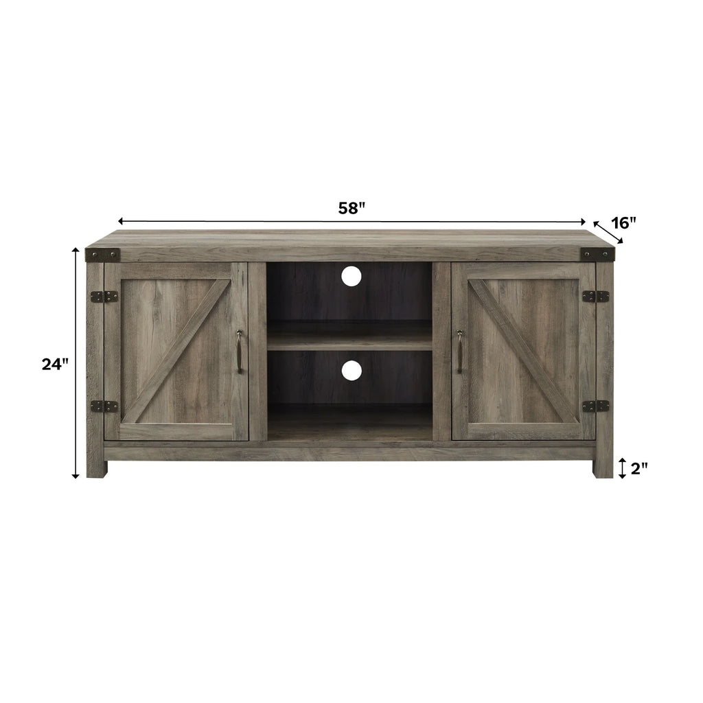 Walker Edison Modern Farmhouse Barn Door TV Stand for TVs up to 65", Grey Wash