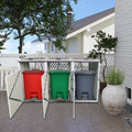 Aukfa 7.3' W Outdoor Garbage Bin Storage, Metal Storage Shed for 3 Trash Cans Tools, Waterproof Trash Can Storage