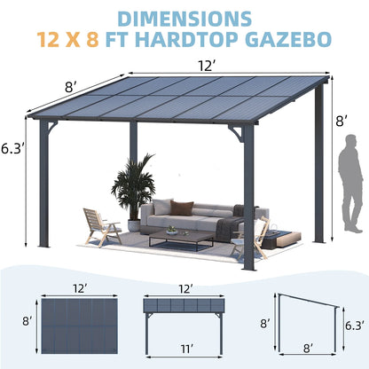 AECOJOY 10' x 14' Hardtop Gazebo Outdoor Aluminum Pergola for Garden, Patio, Backyard-Gray