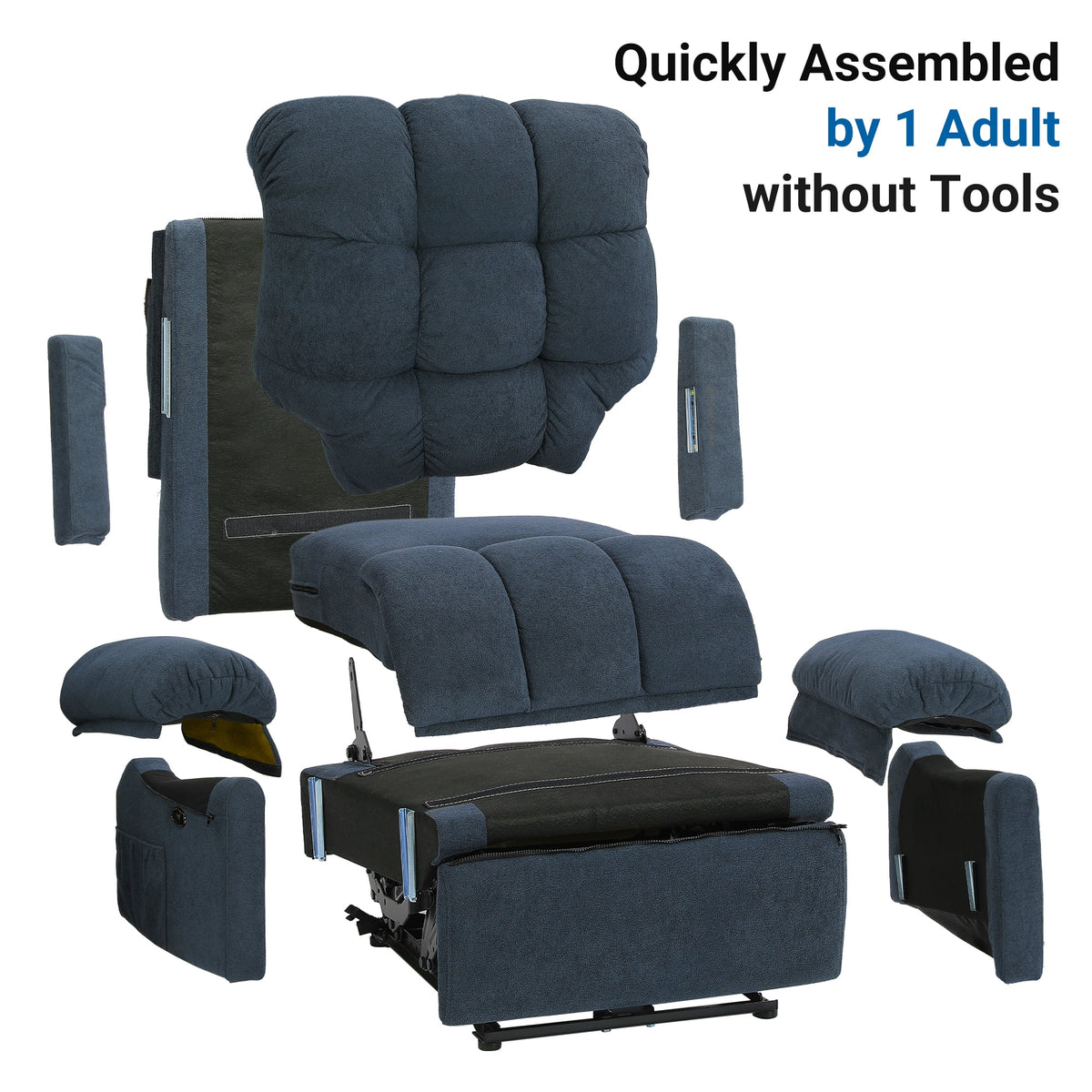 Power Recliner Chair,Electric Recline Sofa Chair for Adults with USB Port,Comfy Teddy Fleece Adjustable Cloud Sofa,Tool-Free Setup,Beige White