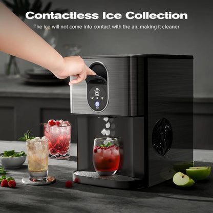 Moifoi Nugget Ice Maker,Culb in 6Mins, 44 lbs/24 H, Auto-Cleaning Portable Ice Machine with Basket & Scoop, Black
